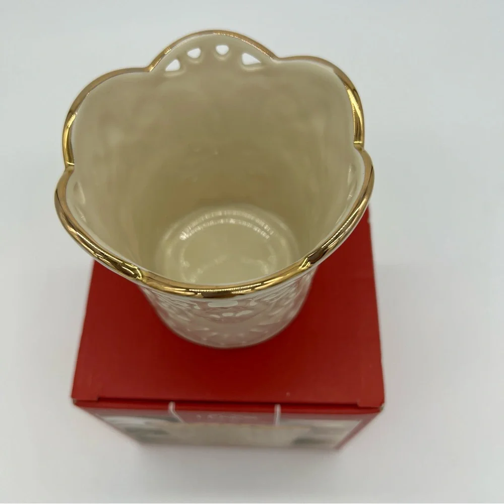 Lenox Angel Votive Candle Holder Ivory Gold Trim Christmas Decor NIB 3.5 - Picture 10 of 10